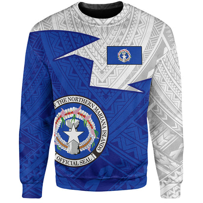 Northern Mariana Islands Sweatshirt Polynesian Tattoo Flag And Coat Of Arms