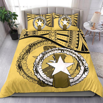 Northern Mariana Islands Duvet Cover Set - Northern Mariana Islands Flag Yellow