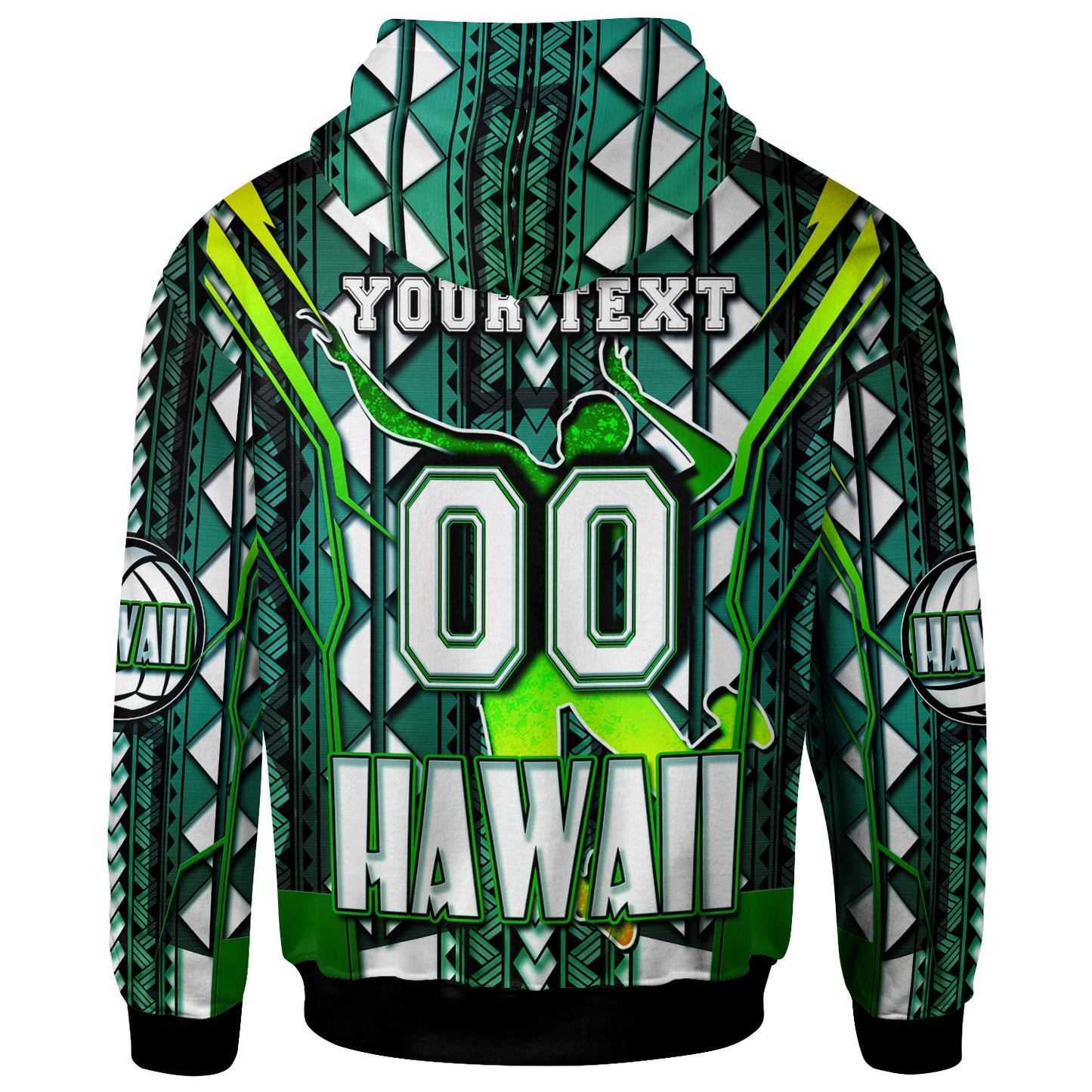 Hawaii Volleyball Hoodie - Custom Hawaii Volleyball Team With Polynesian Patterns Custom Name And Number Hoodie