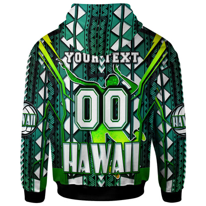 Hawaii Volleyball Hoodie - Custom Hawaii Volleyball Team With Polynesian Patterns Custom Name And Number Hoodie
