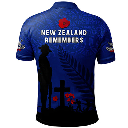 New Zealand Polo Shirt Flag Maori Pattern Solider Fern Lest We Forget