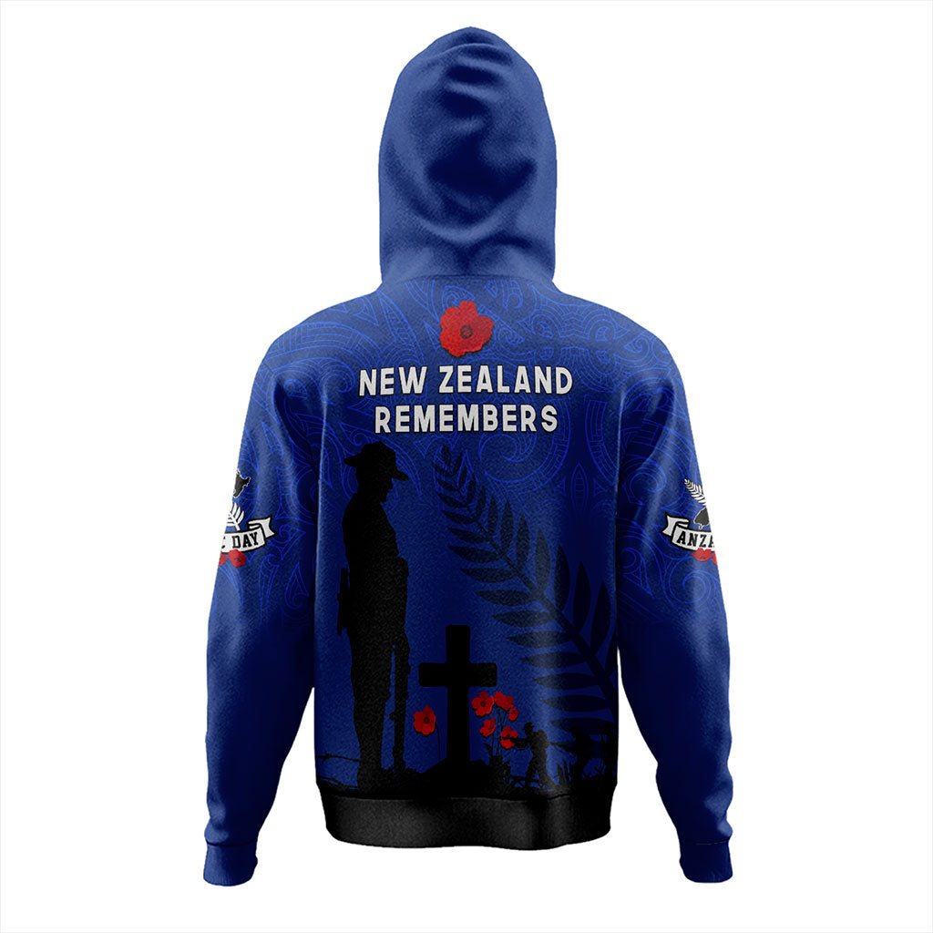 New Zealand Hoodie Flag Maori Pattern Solider Fern Lest We Forget