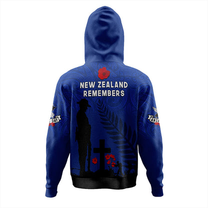 New Zealand Hoodie Flag Maori Pattern Solider Fern Lest We Forget