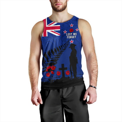 New Zealand Tank Top Flag Maori Pattern Solider Fern Lest We Forget