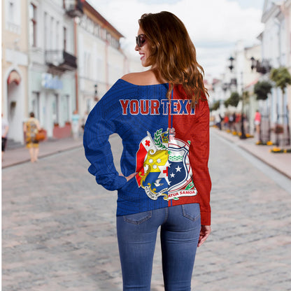 Tokouso Off Shoulder Sweatshirt - Custom Tonga And Samoa Together
