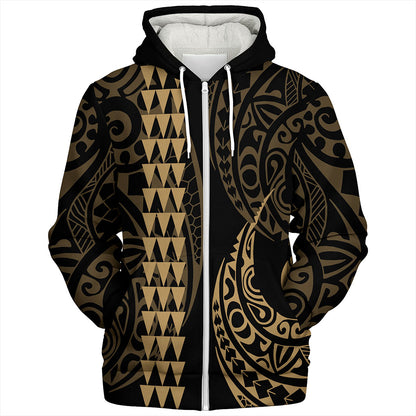 Hawaii Sherpa Hoodie Polynesia Kakau Style