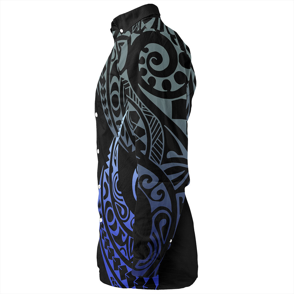 Hawaii Long Sleeve Shirt Polynesian Kakau Style Ver.1