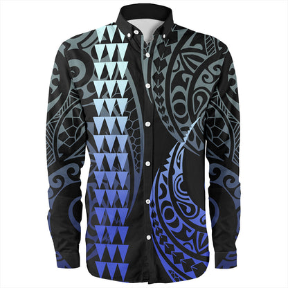 Hawaii Long Sleeve Shirt Polynesian Kakau Style Ver.1