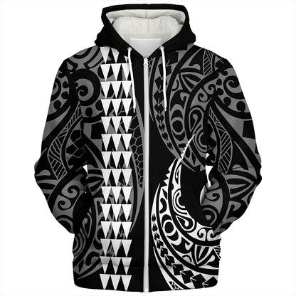 Hawaii Sherpa Hoodie Polynesia Kakau Style