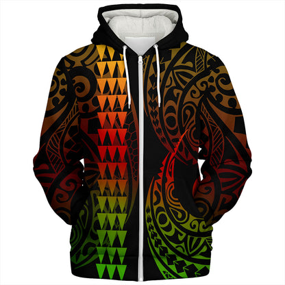Hawaii Sherpa Hoodie Polynesia Kakau Style