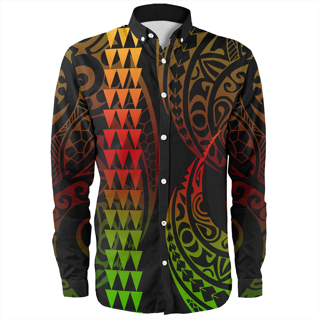 Hawaii Long Sleeve Shirt Polynesia Kakau Style
