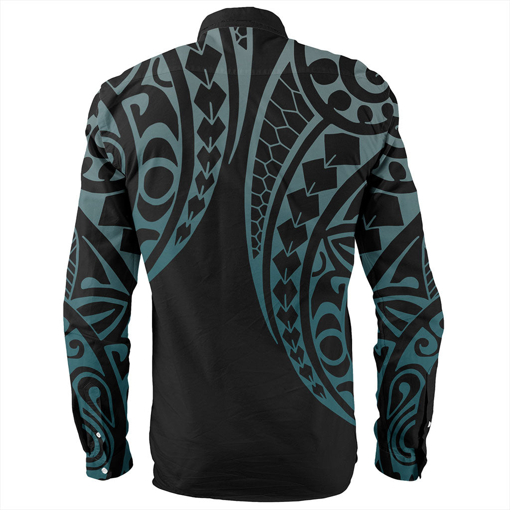 Hawaii Long Sleeve Shirt Polynesian Kakau Style Ver.1
