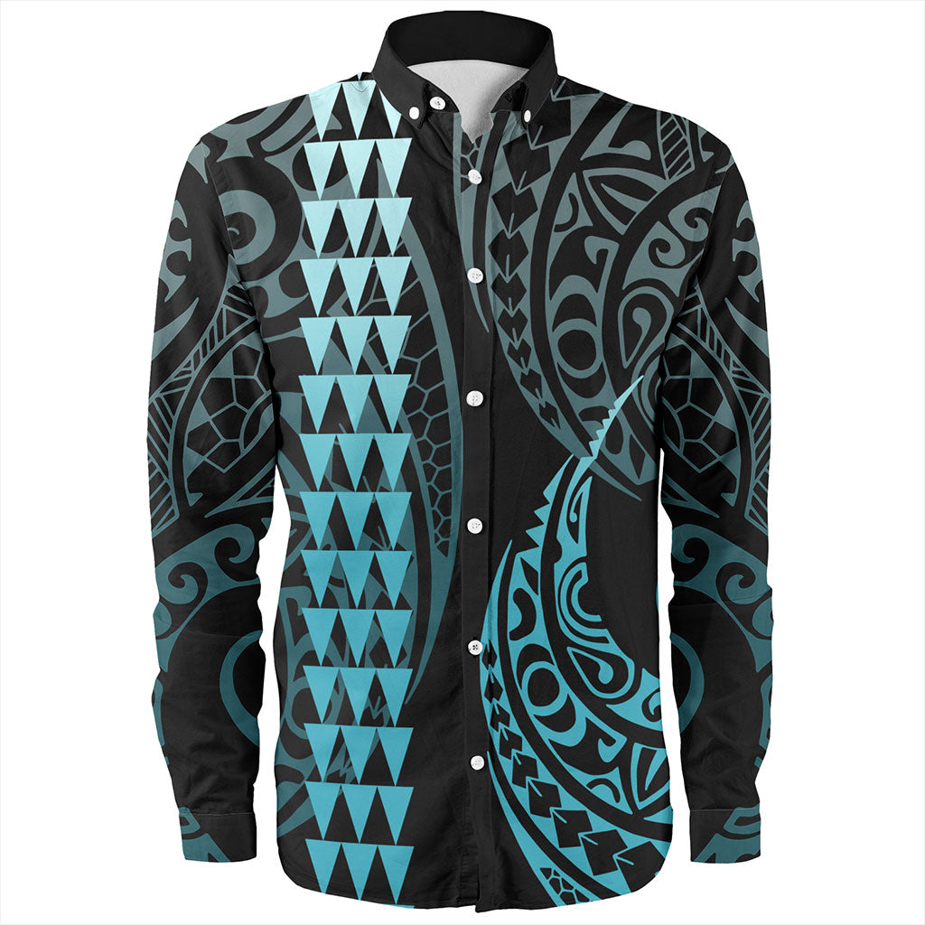 Hawaii Long Sleeve Shirt Polynesian Kakau Style Ver.1