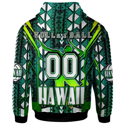 Hawaii Volleyball Hoodie - Custom Hawaii Volleyball Team With Polynesian Patterns Custom Name And Number Hoodie