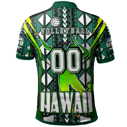 Hawaii Volleyball Polo Shirt - Custom Hawaii Volleyball Team With Polynesian Patterns Custom Name And Number Polo Shirt