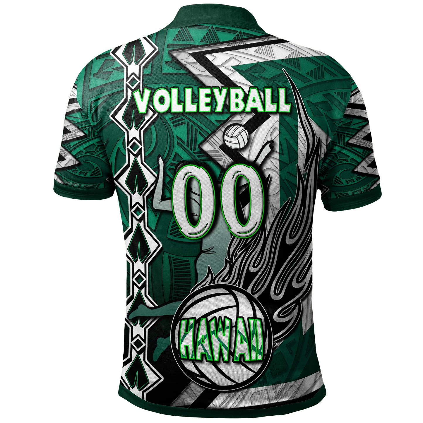 Hawaii Volleyball Polo Shirt - Custom Hawaii Volleyball Hibicus With Polynesian Patterns Custom Name And Number Polo Shirt