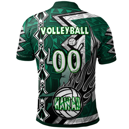 Hawaii Volleyball Polo Shirt - Custom Hawaii Volleyball Hibicus With Polynesian Patterns Custom Name And Number Polo Shirt