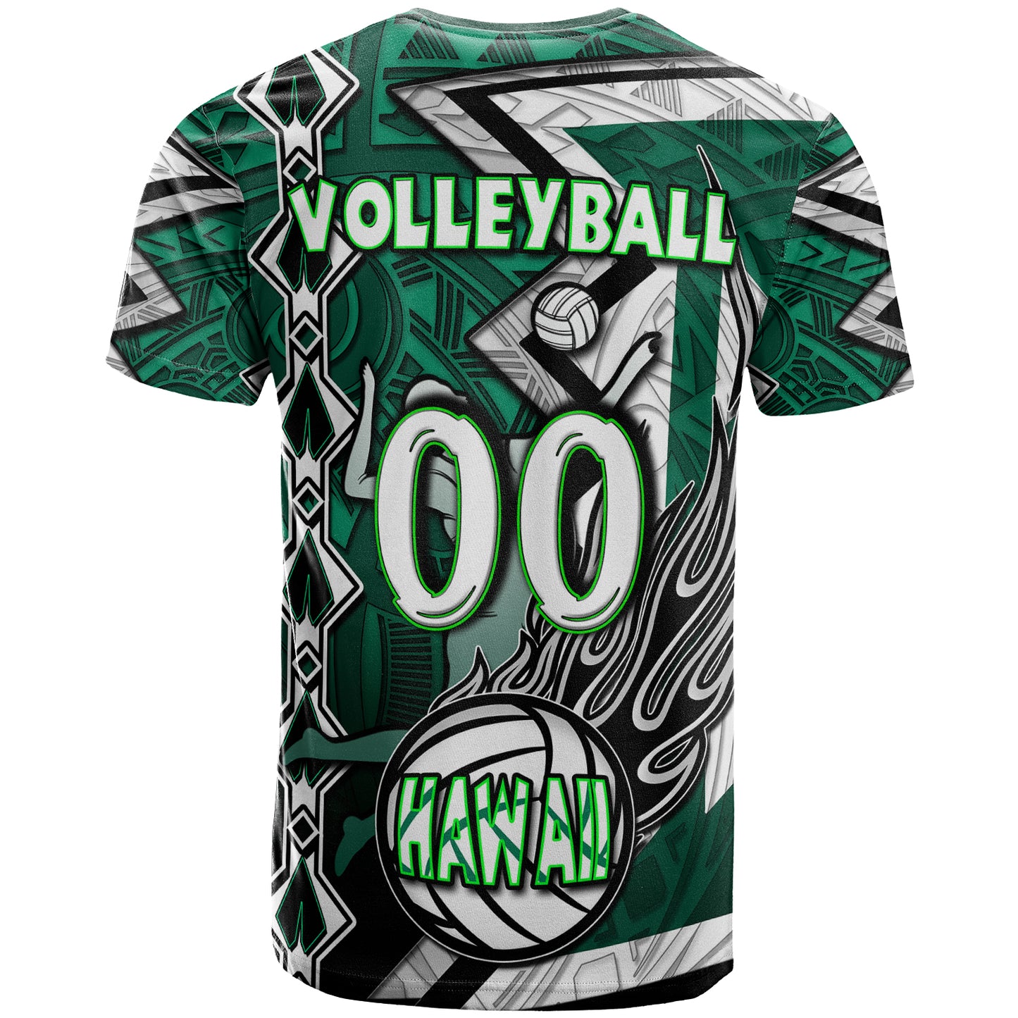 Hawaii Volleyball T-shirt - Custom Hawaii Volleyball Hibicus With Polynesian Patterns Custom Name And Number T-shirt