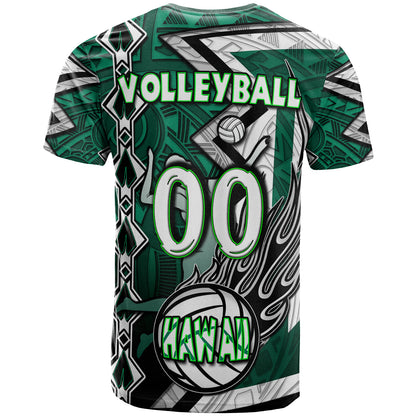 Hawaii Volleyball T-shirt - Custom Hawaii Volleyball Hibicus With Polynesian Patterns Custom Name And Number T-shirt