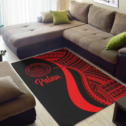 Palau Area Rug - Red Polynesian Tentacle Tribal Pattern