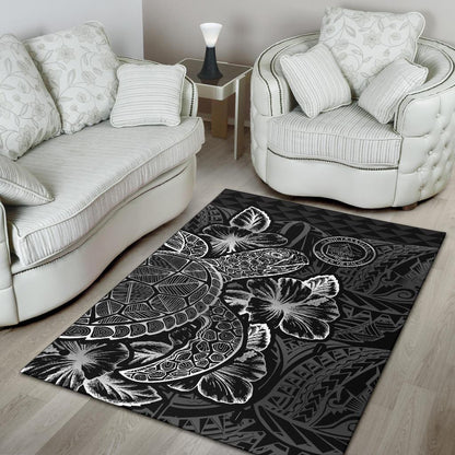 Palau Area Rugs Turtle Hibiscus Black
