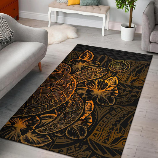 Palau Area Rugs Turtle Hibiscus Gold