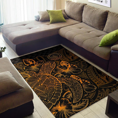 Palau Area Rugs Turtle Hibiscus Gold