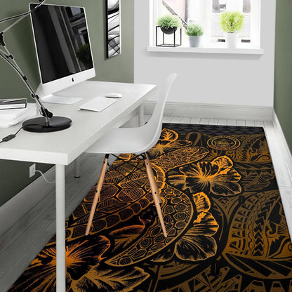 Palau Area Rugs Turtle Hibiscus Gold