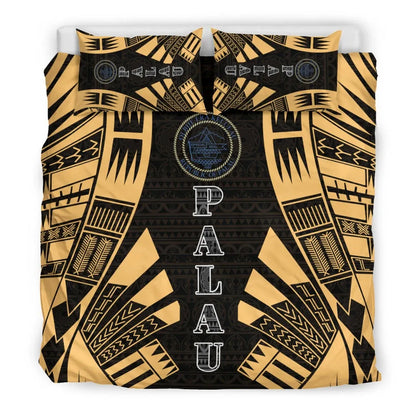 Palau Duvet Cover Set - Polynesian Tattoo Gold