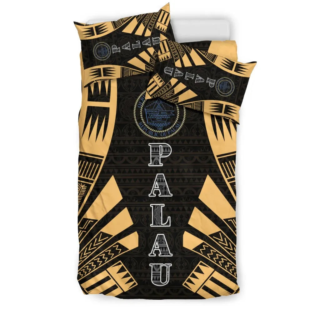 Palau Duvet Cover Set - Polynesian Tattoo Gold