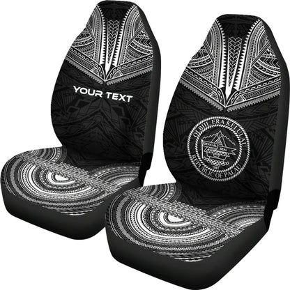 Palau Custom Personalised Car Seat Cover - Palau Seal Polynesian Chief Tattoo Black Version
