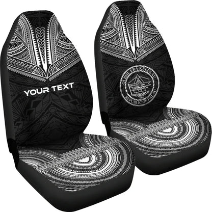 Palau Custom Personalised Car Seat Cover - Palau Seal Polynesian Chief Tattoo Black Version