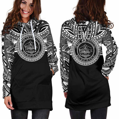 Palau Female Hoodie Dress - Palau Coat Of Arms Polynesian Black Color