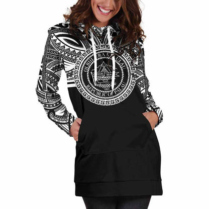 Palau Female Hoodie Dress - Palau Coat Of Arms Polynesian Black Color