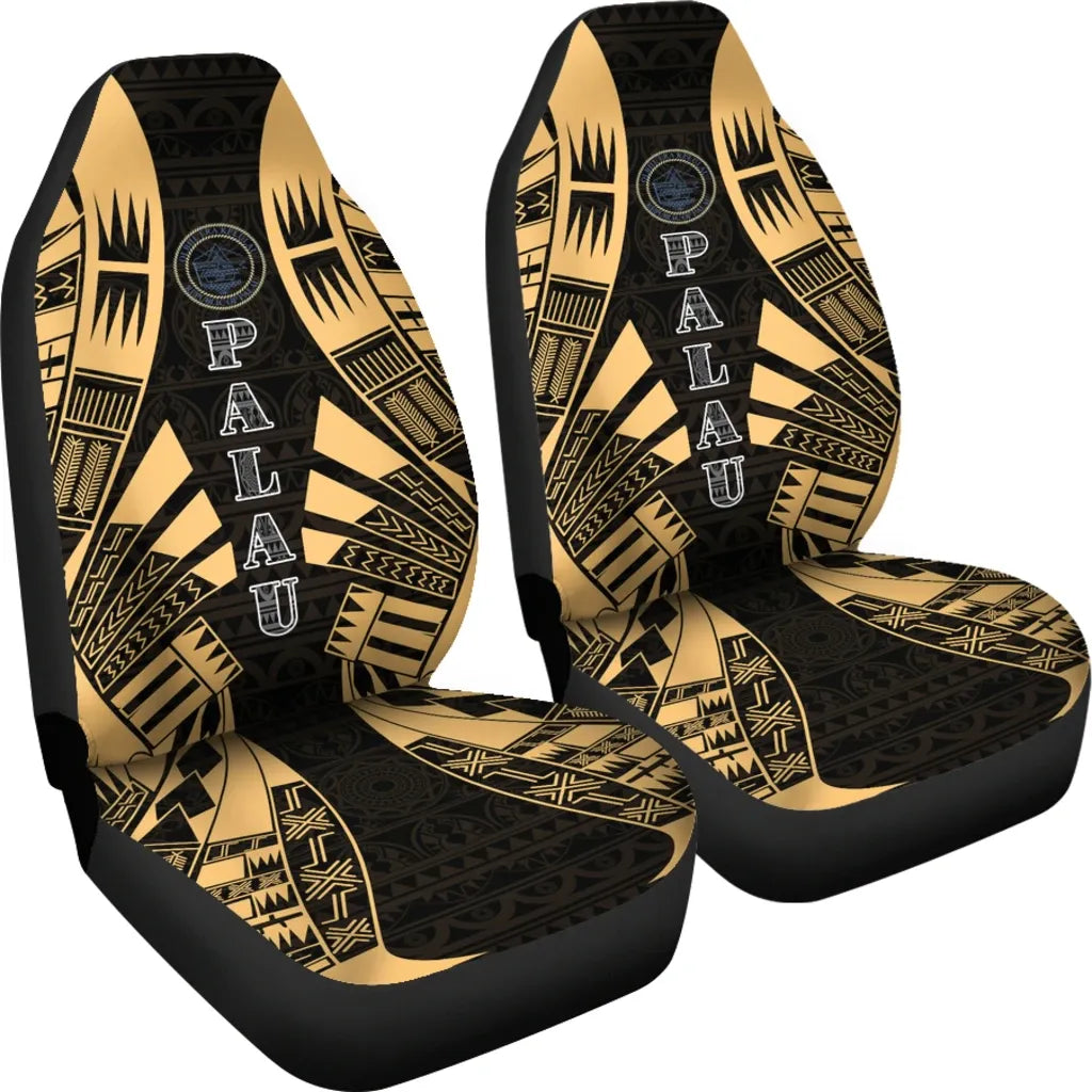 Palau Car Seat Covers - Palau Seal Polynesian Tattoo Gold