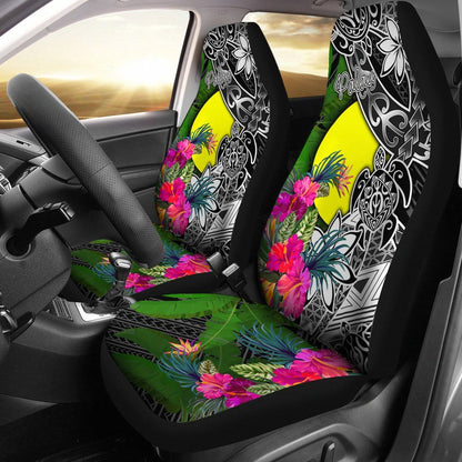 Palau Car Seat Covers - Turtle Plumeria Banana Leaf