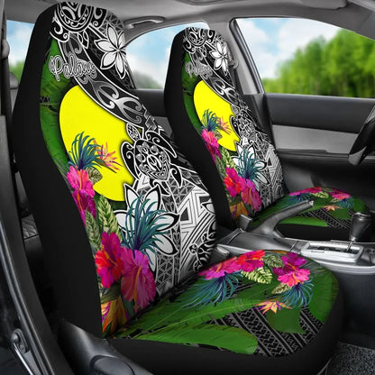 Palau Car Seat Covers - Turtle Plumeria Banana Leaf