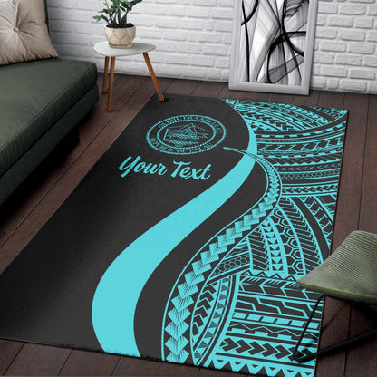 Palau Custom Personalised Area Rug - Turquoise Polynesian Tentacle Tribal Pattern