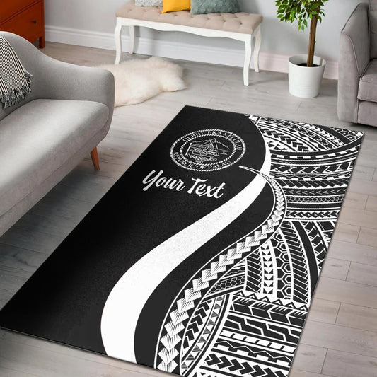 Palau Custom Personalised Area Rug - White Polynesian Tentacle Tribal Pattern