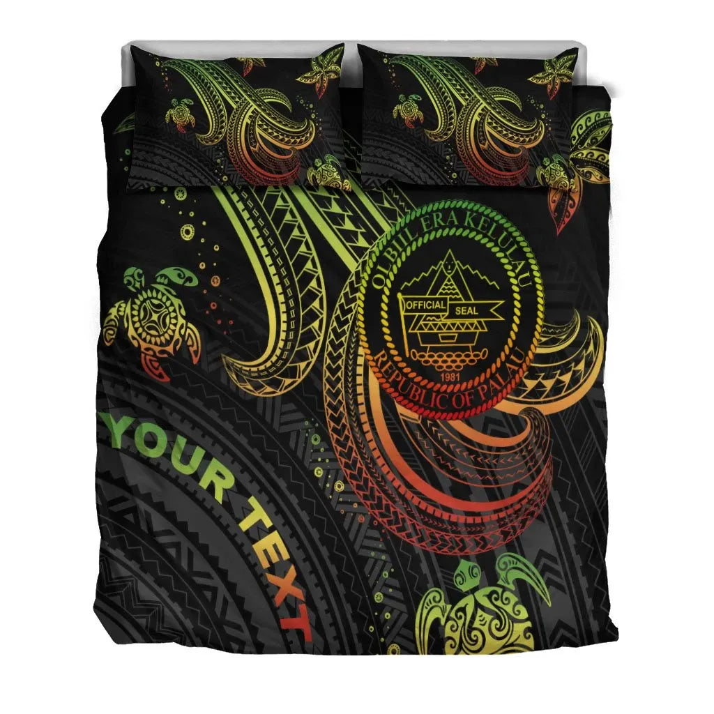 Palau Custom Personalised Bedding Set - Reggae Turtle