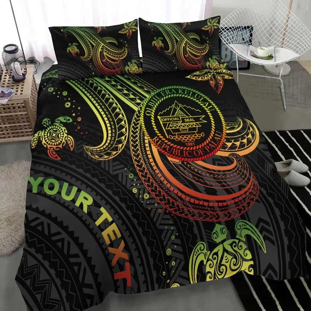 Palau Custom Personalised Bedding Set - Reggae Turtle