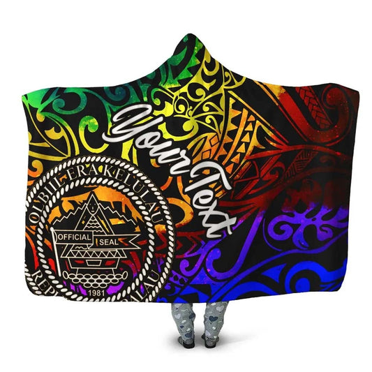 Palau Custom Personalised Hooded Blanket - Rainbow Polynesian Pattern