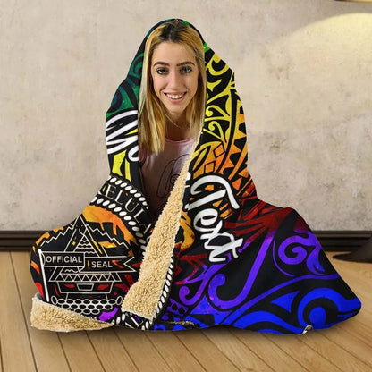 Palau Custom Personalised Hooded Blanket - Rainbow Polynesian Pattern