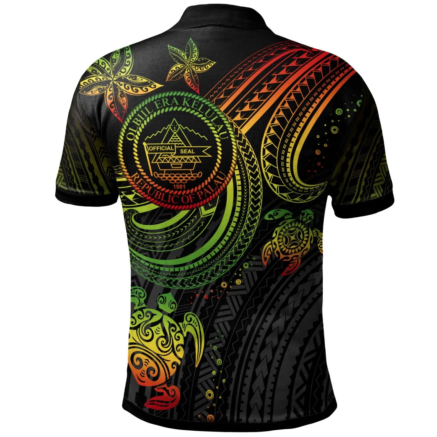 Palau Custom Personalised Polo Shirt - Reggae Turtle
