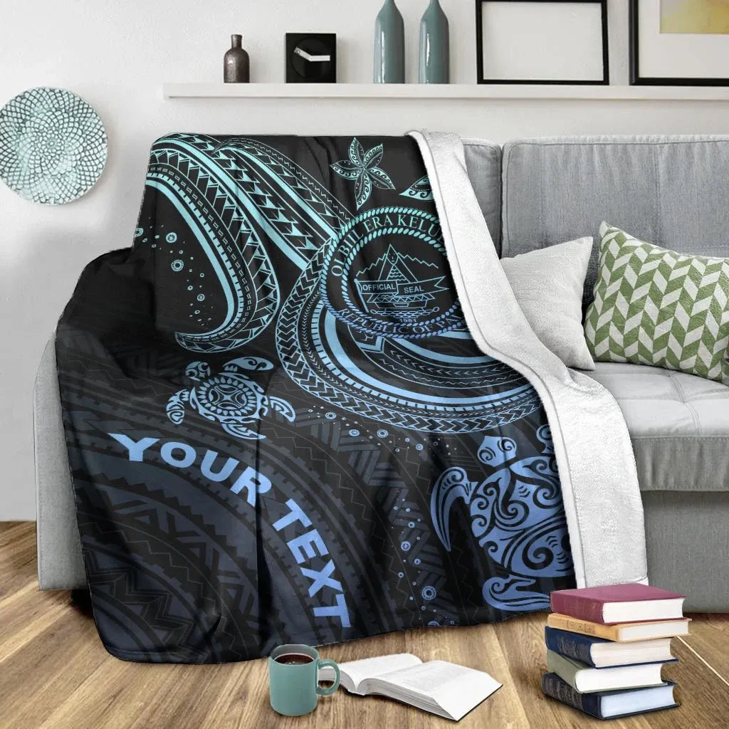 Palau Custom Personalised Premium Blanket- Blue Turtle