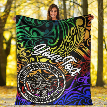 Palau Custom Personalised Premium Blanket - Rainbow Polynesian Pattern