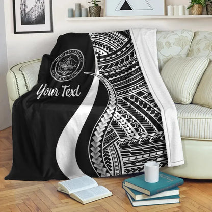 Palau Custom Personalised Premium Blanket - White Polynesian Tentacle Tribal Pattern Crest
