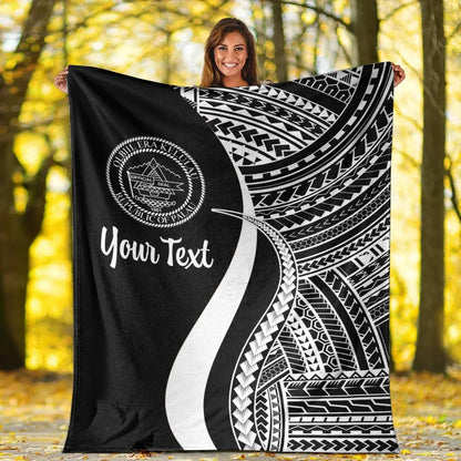 Palau Custom Personalised Premium Blanket - White Polynesian Tentacle Tribal Pattern Crest