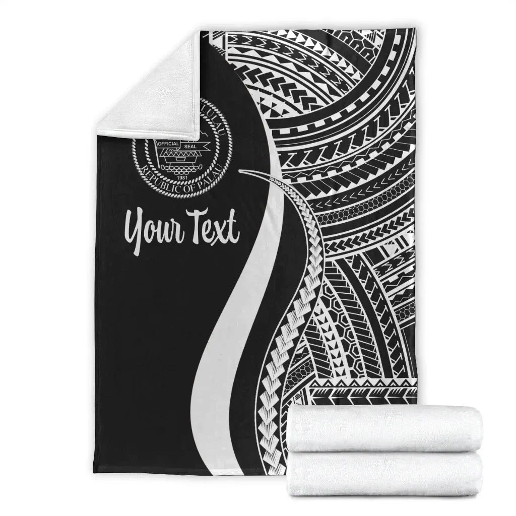 Palau Custom Personalised Premium Blanket - White Polynesian Tentacle Tribal Pattern Crest