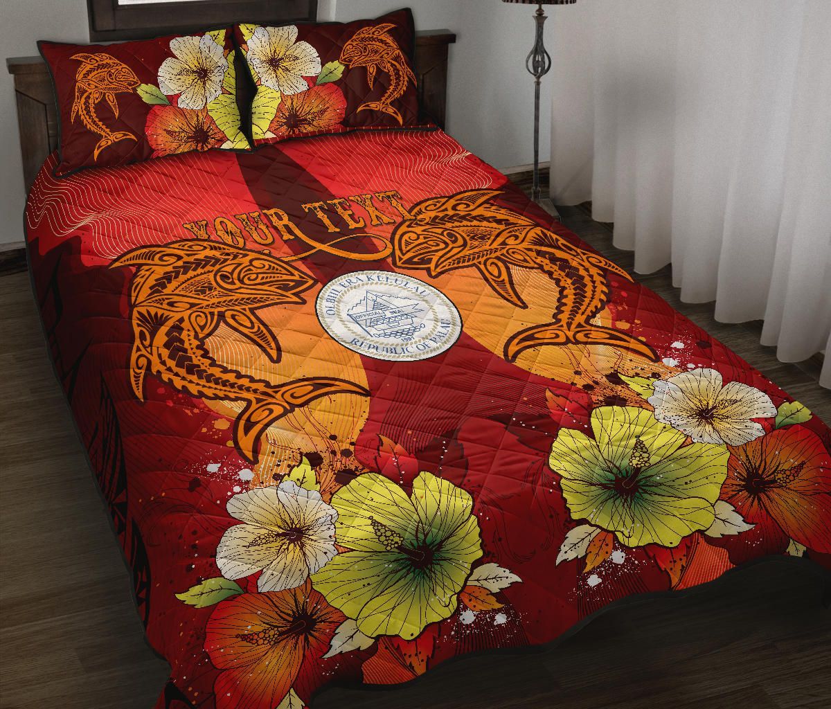 Palau Custom Personalised Quilt Bed Sets - Tribal Tuna Fish
